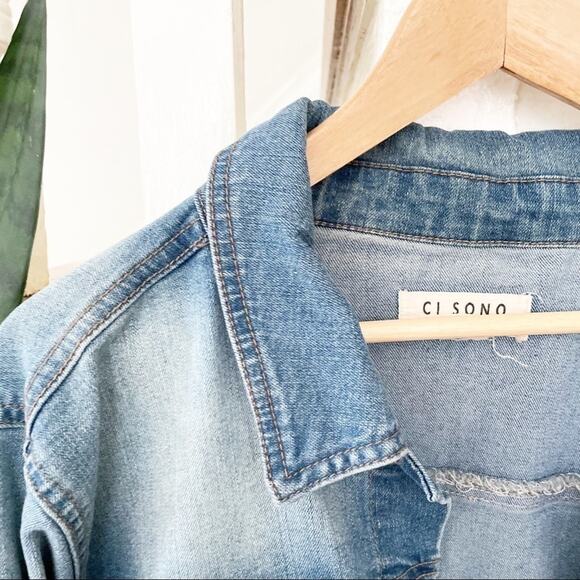 CI SONO denim jeans jacket button closure sz Large - Picture 2 of 6